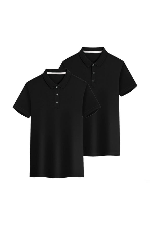 2 PCS Polos Shirts for Women Short Sleeve Casual Plus Size Golf Blouses Button Collar School Uniform Sport Workout Tops, Black, XXXXL