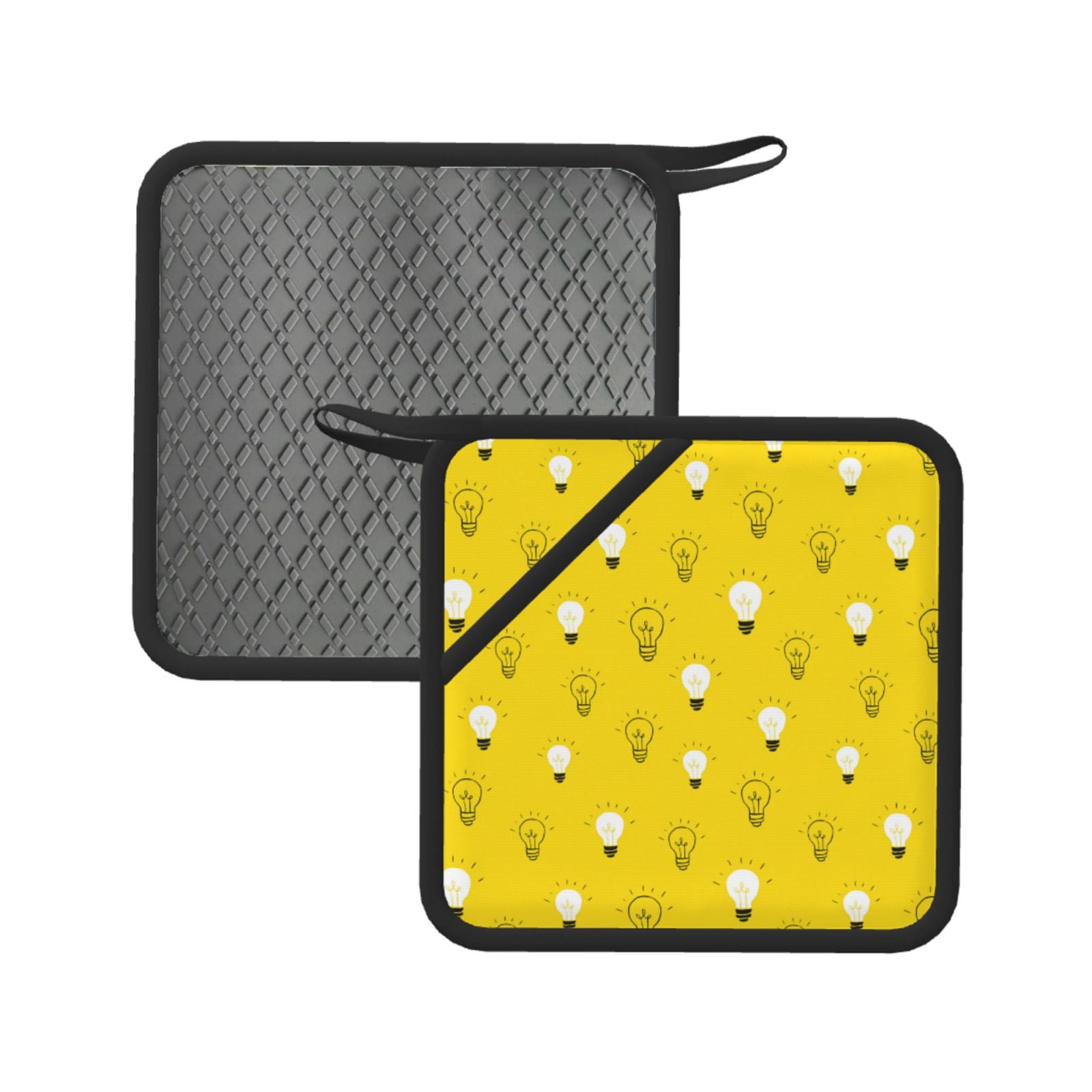 2 PCS Pot Holders for Kitchen Bulb Shiny Pattern yellow Silicone Pot