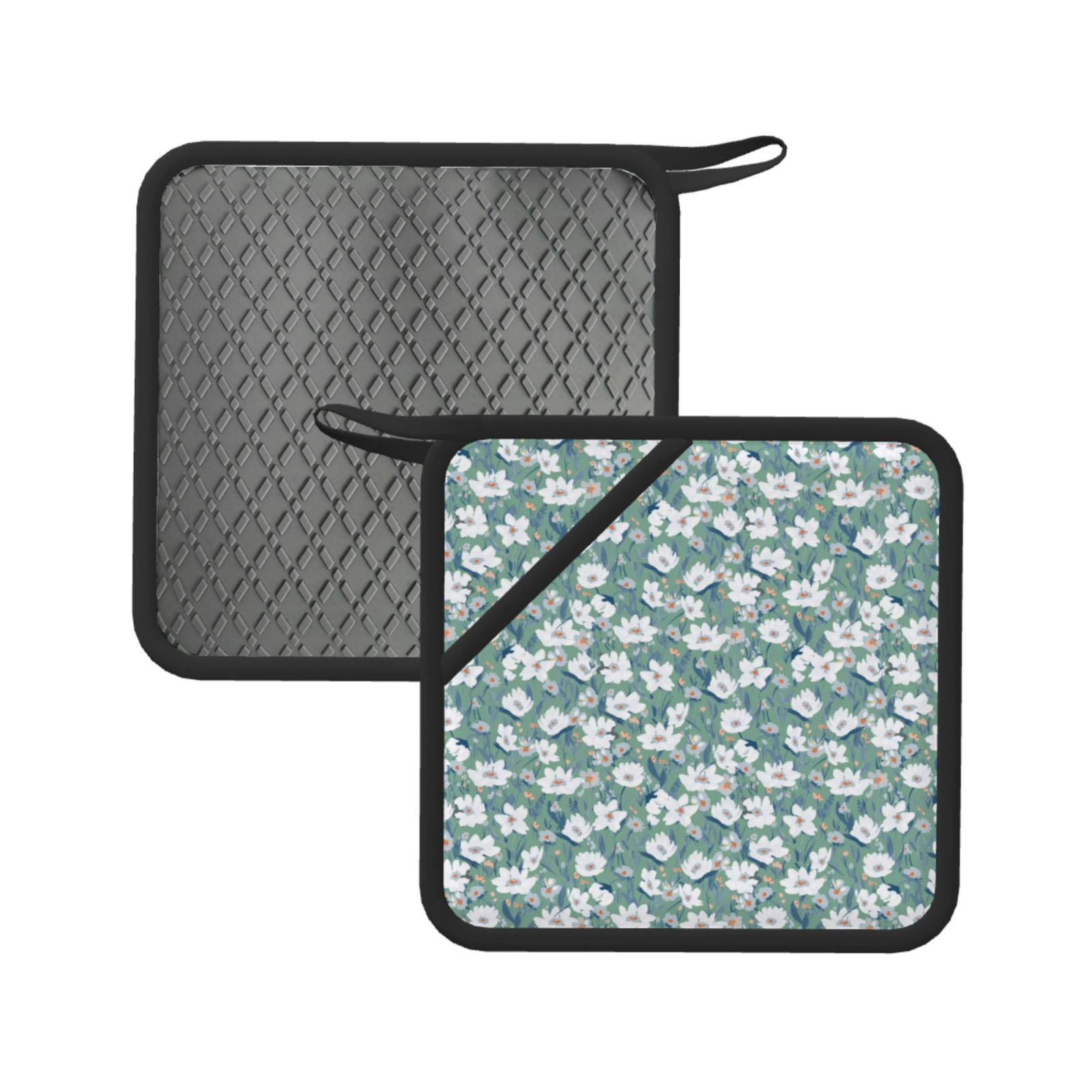 2 PCS Pot Holders for Kitchen Floral Silicone Pot Holders with
