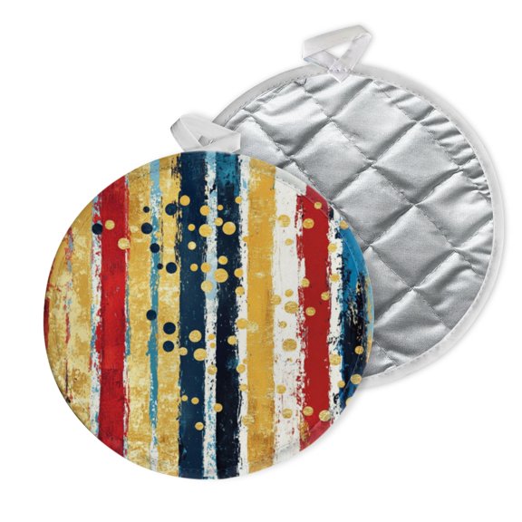 2 PCS Pot Holders for Kitchen,Potholders Sets with Hook for Oven,Cooking,Baking,Abstract Artwork With Vertical Stripes