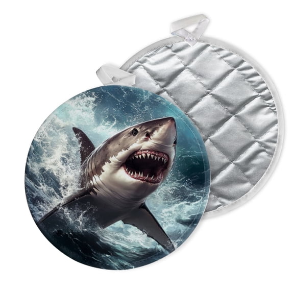 2 PCS Pot Holders for Kitchen,Potholders Sets with Hook for Oven,Cooking,Baking,Aggressive Shark