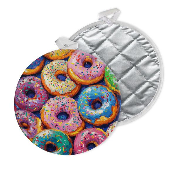 2 PCS Pot Holders for Kitchen,Potholders Sets with Hook for Oven,Cooking,Baking,Bountiful Array Of Frosted Donuts
