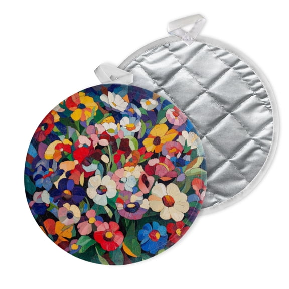 2 PCS Pot Holders for Kitchen,Potholders Sets with Hook for Oven,Cooking,Baking,Collage - Style Bouquet Of Diverse Flowers