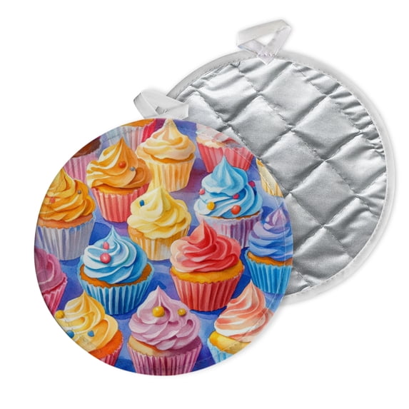 2 PCS Pot Holders for Kitchen,Potholders Sets with Hook for Oven,Cooking,Baking,Colorful Array Of Cupcakes In Pastel - Hued Setting