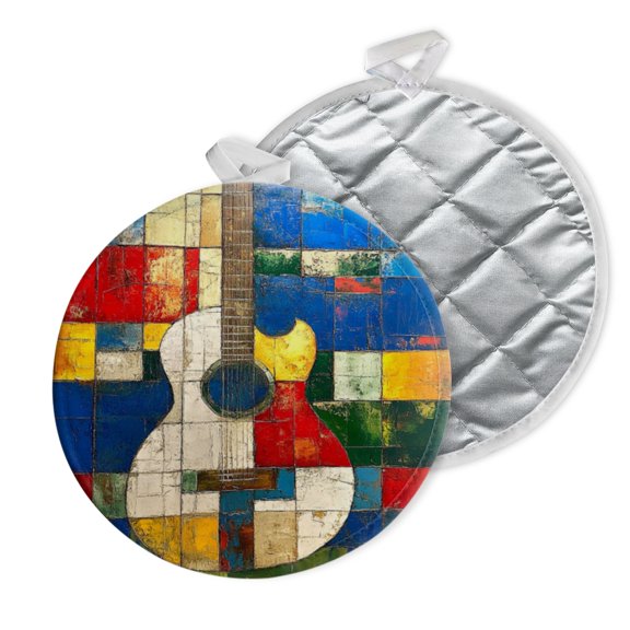 2 PCS Pot Holders for Kitchen,Potholders Sets with Hook for Oven,Cooking,Baking,Dreamy Guitar Dream Painting