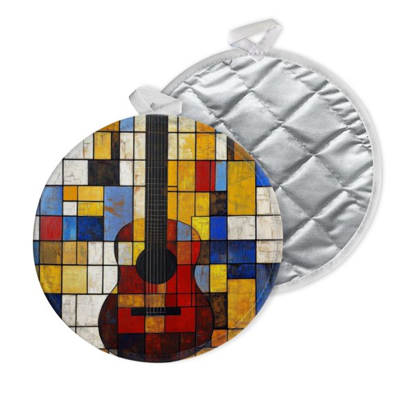 2 PCS Pot Holders for Kitchen,Potholders Sets with Hook for Oven,Cooking,Baking,Fantastic Guitar Dream Painting