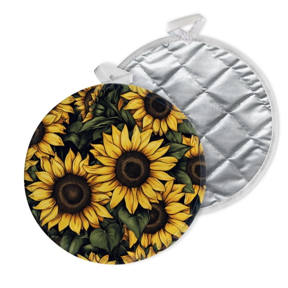 2 PCS Pot Holders for Kitchen,Potholders Sets with Hook for Oven,Cooking,Baking,Field Of Sunflowers In Seamless Design