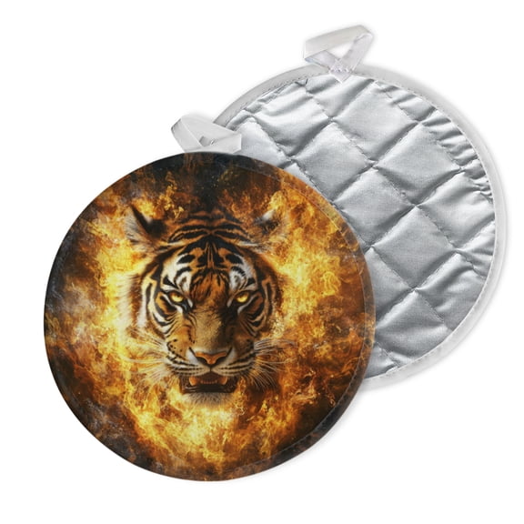 2 PCS Pot Holders for Kitchen,Potholders Sets with Hook for Oven,Cooking,Baking,Fierce Tiger In Fiery Aura