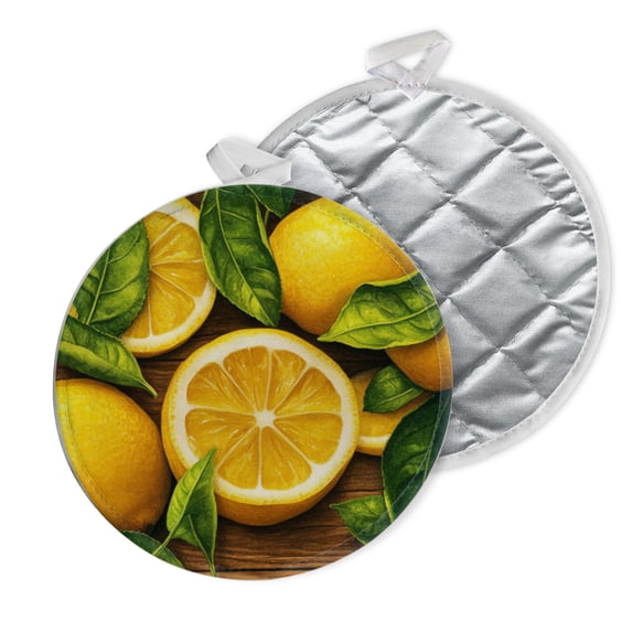 2 PCS Pot Holders for Kitchen,Potholders Sets with Hook for Oven,Cooking,Baking,Lemons And Leaves