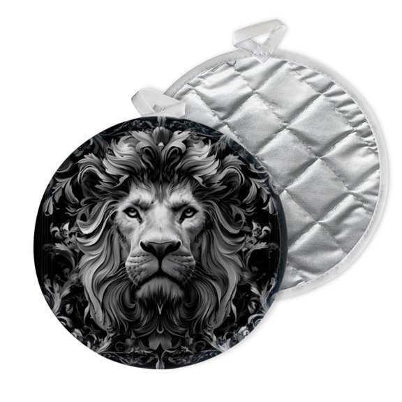 2 PCS Pot Holders for Kitchen,Potholders Sets with Hook for Oven,Cooking,Baking,Lion In Art - Deco Style