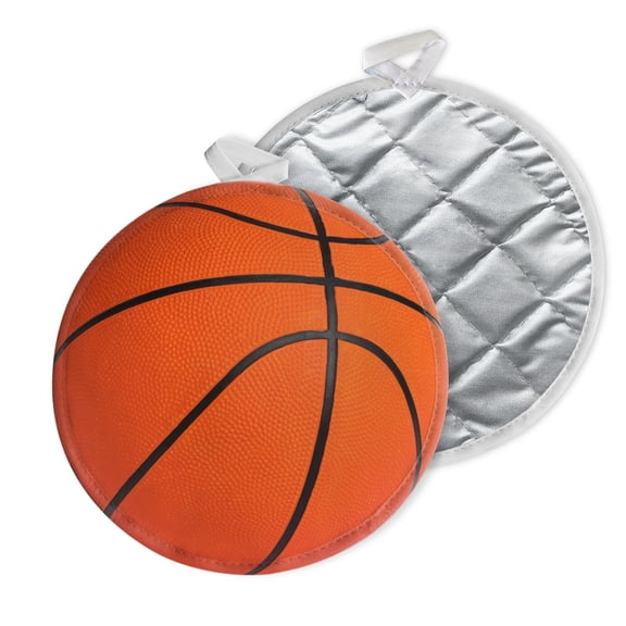 2 PCS Pot Holders for Kitchen,Potholders Sets with Hook for Oven,Cooking,Baking,Orange Basketball With Black Lines