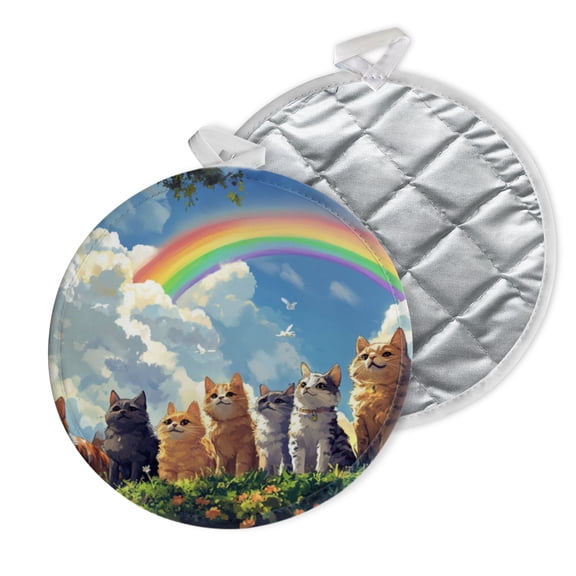 2 PCS Pot Holders for Kitchen,Potholders Sets with Hook for Oven,Cooking,Baking,Rainbow Arches Across The Sky