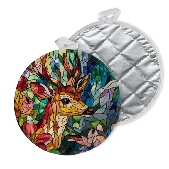 2 PCS Pot Holders for Kitchen,Potholders Sets with Hook for Oven,Cooking,Baking,Spring Like Pattern Of Spring Deer