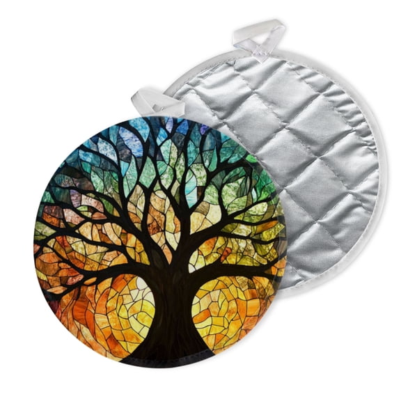 2 PCS Pot Holders for Kitchen,Potholders Sets with Hook for Oven,Cooking,Baking,Tree Of Life With Branches