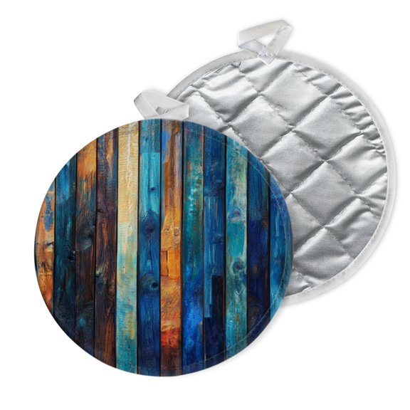 2 PCS Pot Holders for Kitchen,Potholders Sets with Hook for Oven,Cooking,Baking,Vertical - Grained Colorful Wood Planks