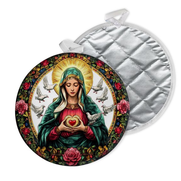 2 PCS Pot Holders for Kitchen,Potholders Sets with Hook for Oven,Cooking,Baking,Virgin Mary