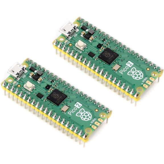 2 PCS Pre-soldered Pico 2 Microcontroller Development Board with Header Based on Official RP2350 Chip,Dual-core and Dual-Architecture Design