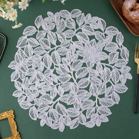 2 PCS Pressed Vinyl Metallic Placemats Home Kitchen Party Wedding Dining Table Decoration, 15 Inch