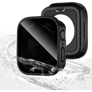 2 PCS Privacy Waterproof Case Compatible for Apple Watch Series 11/10 Screen Protector 46mm, 360 Protective 2 in 1 Anti Spy Face Cover Back Bumper for iWatch Accessories 46 mm Black