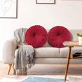 thumbnail image 1 of 2 PCS Pumpkin Pleated Round Throw Pillows for Chair Sofa Home Decor (Red), 1 of 11