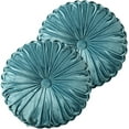 thumbnail image 1 of 2 PCS Pumpkin Pleated Round Throw Pillows for Chair Sofa Home Decor (Teal), 1 of 10