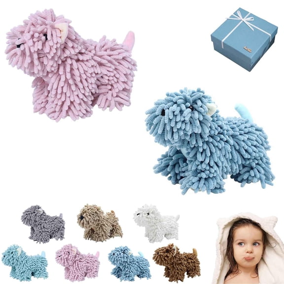 2 PCS Puppy-Shaped Chenille Hand Towel  Cute & Functional Home Essential, Fuzzy Ball Dog Hand Towel,  for Bathroom/Kitchen Countertops