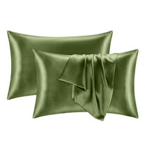 2 PCS Pure Mulberry Silk Pillowcase Soft Breathable Smooth Cooling Mulberry Silk Pillow Case for Gift 20.08*25.98 "(Army Green)