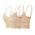 thumbnail image 1 of 2 PCS Push Up Bras for Women Wireless Longline Lace Bandeau Bralettes Spaghetti Strap Tank Tops Camisoles(Khaki 32ABC), 1 of 7