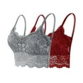 thumbnail image 1 of 2 PCS Push Up Bras for Women Wireless Longline Lace Bandeau Bralettes Spaghetti Strap Tank Tops Camisoles(Wine 36ABC), 1 of 7