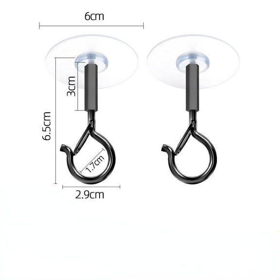 2 PCS Q Hanger Hooks with Safety Buckle, Windproof Screw Hooks for Hanging Outdoor String Lights, Plants, Christmas Patio Lights, 2.2 Inches, Black