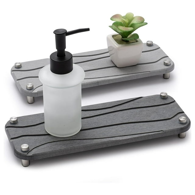 2 PCS Quick Drying Stone Tray for Bathroom Counter Water Absorbing