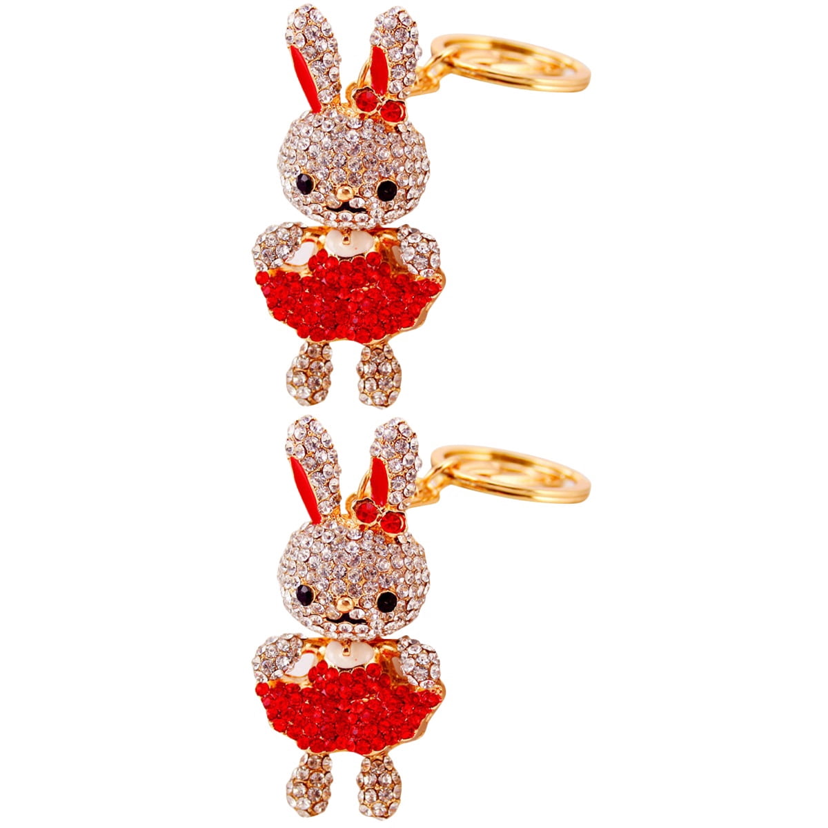 ORDDIART Rhinestone Rabbit Keychain Red Metal Pendant for Bag and ...