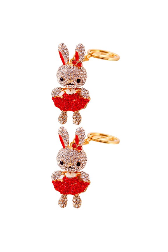 Set of 2 Broach Key Decoration Rabbit Keychain Miss