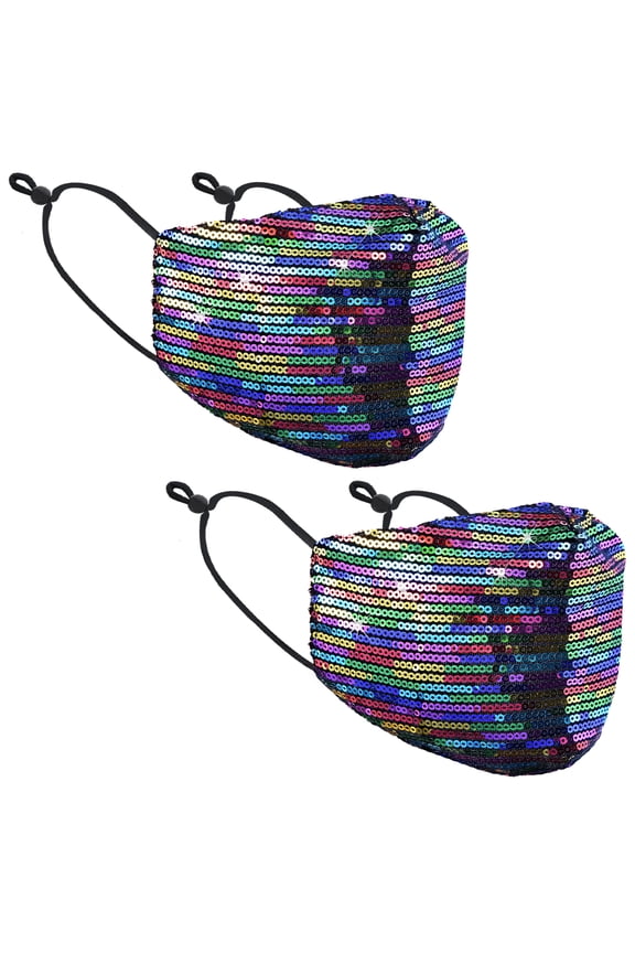 2 PCS Rainbow Sequin Fashion Mask