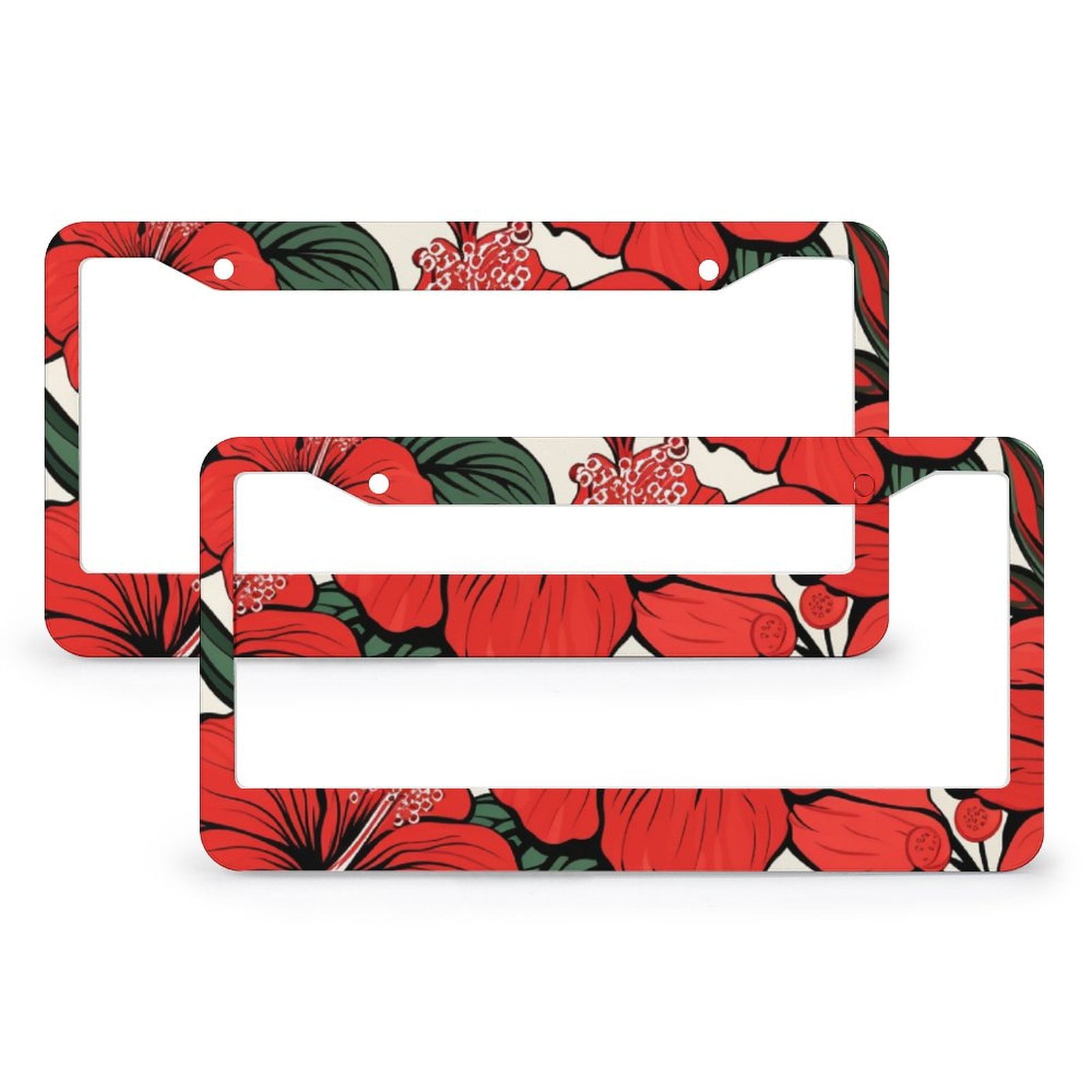ハイビスカス　プレート 2-PCS-Red-Hawaiian-Hibiscus-