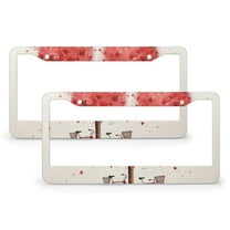 2 PCS Red Heart Tree With Love Bicycle License Plate Frames Valentines Day Holiday Car License Plate Frame Aluminum 2 Hole Funny Cute for USA Canada Vehicles