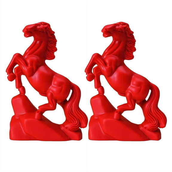 2 PCS Red Horse Statue for Good Luck & Wealth, Chinese New Year 2026 Feng Shui Decor, Resin Horse Sculpture Desk Ornament for Office, Home, Valentine's Day Gift