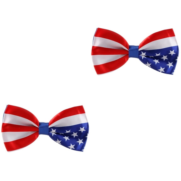 2 PCS Red and White Striped Bow Tie Engagement Miss Banquet