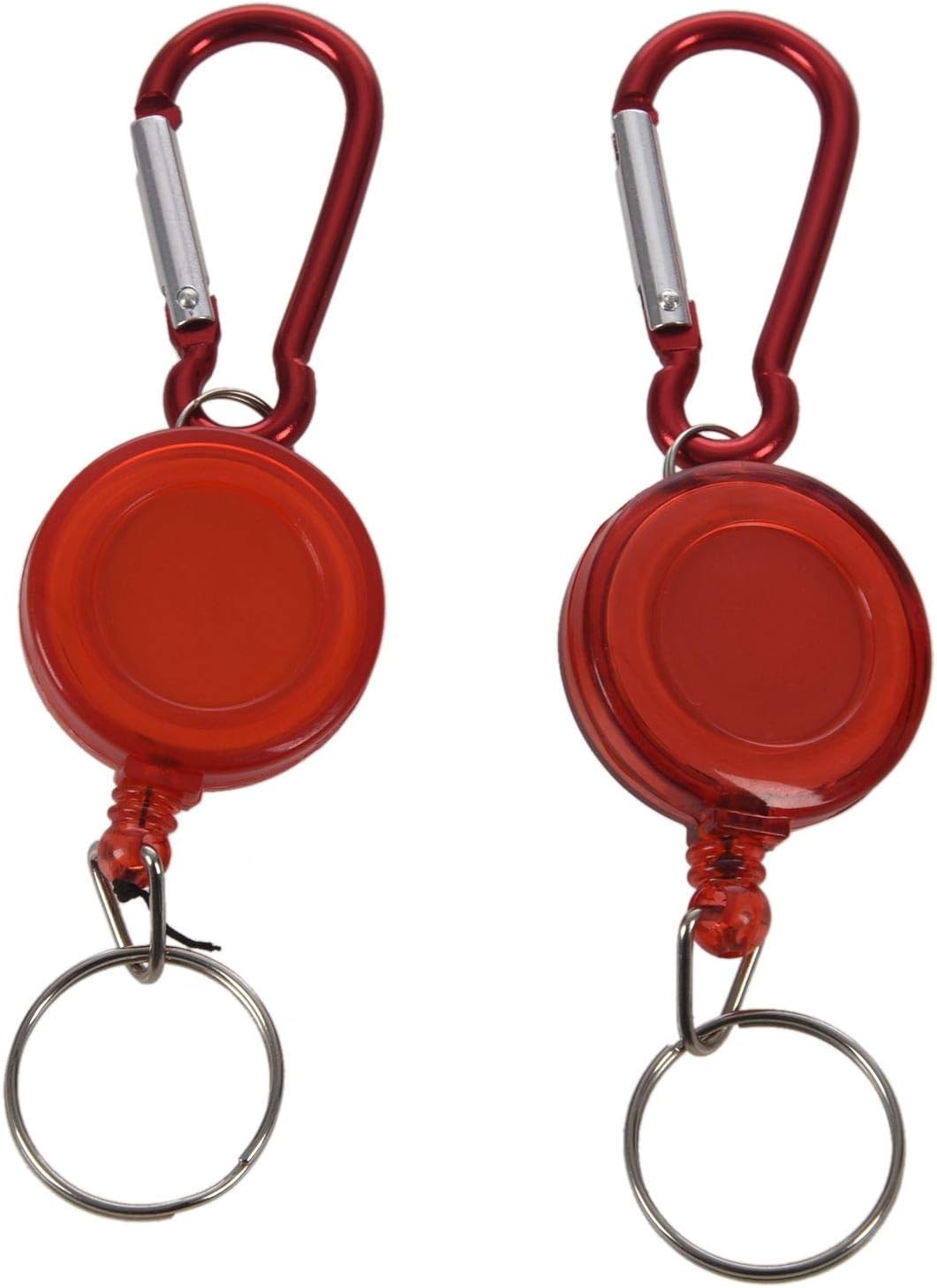 2 PCS Reel Retractable YOYO Pass ID Card Holder Key Chain ColorRed