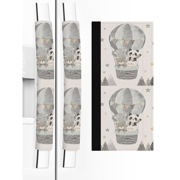 2 PCS Refrigerator Door Handle Covers, Animal Hot Air Balloon Adjustable Kitchen Appliance Handle Cover Panda Elephant Bear Rabbit Mountains Non Slip Fridge Oven Stove Dishwasher Handle Protector