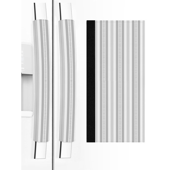 2 PCS Refrigerator Door Handle Covers, Gery Striped Adjustable Kitchen Appliance Handle Cover Modern Farmhouse Stripes Rustic Geometric Non Slip Fridge Oven Stove Dishwasher Handle Protector