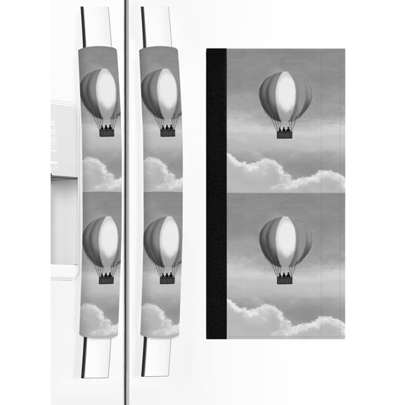 2 PCS Refrigerator Door Handle Covers, Gray Hot Air Balloon Adjustable Kitchen Appliance Handle Cover White Clouds Fog Sky Minimalist Non Slip Fridge Oven Stove Dishwasher Handle Protector