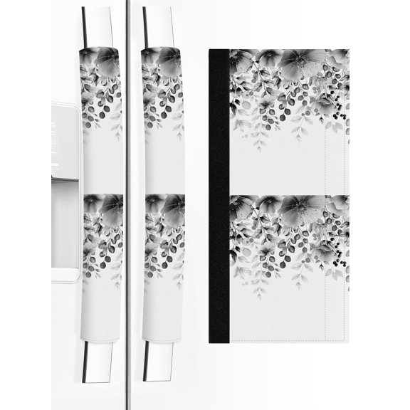 2 PCS Refrigerator Door Handle Covers, Grey Eucalyptus Leaf Adjustable Kitchen Appliance Handle Cover Floral Botanical Summer Spring Minimalist Non Slip Fridge Oven Stove Dishwasher Handle Protector