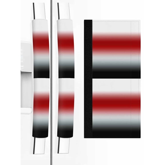 2 PCS Refrigerator Door Handle Covers, Red and Black Gradient Adjustable Kitchen Appliance Handle Cover Minimalist White Red Black Ombre Modern Non Slip Fridge Oven Stove Dishwasher Handle Protector