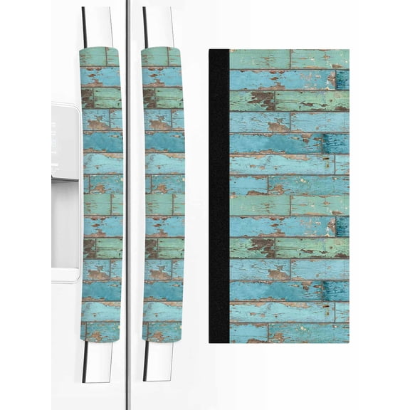 2 PCS Refrigerator Door Handle Covers, Retro Adjustable Kitchen Appliance Handle Cover Farmhouse Rustic Cottagecore Nature Vintage Wood Grain Non Slip Fridge Oven Stove Dishwasher Handle Protector