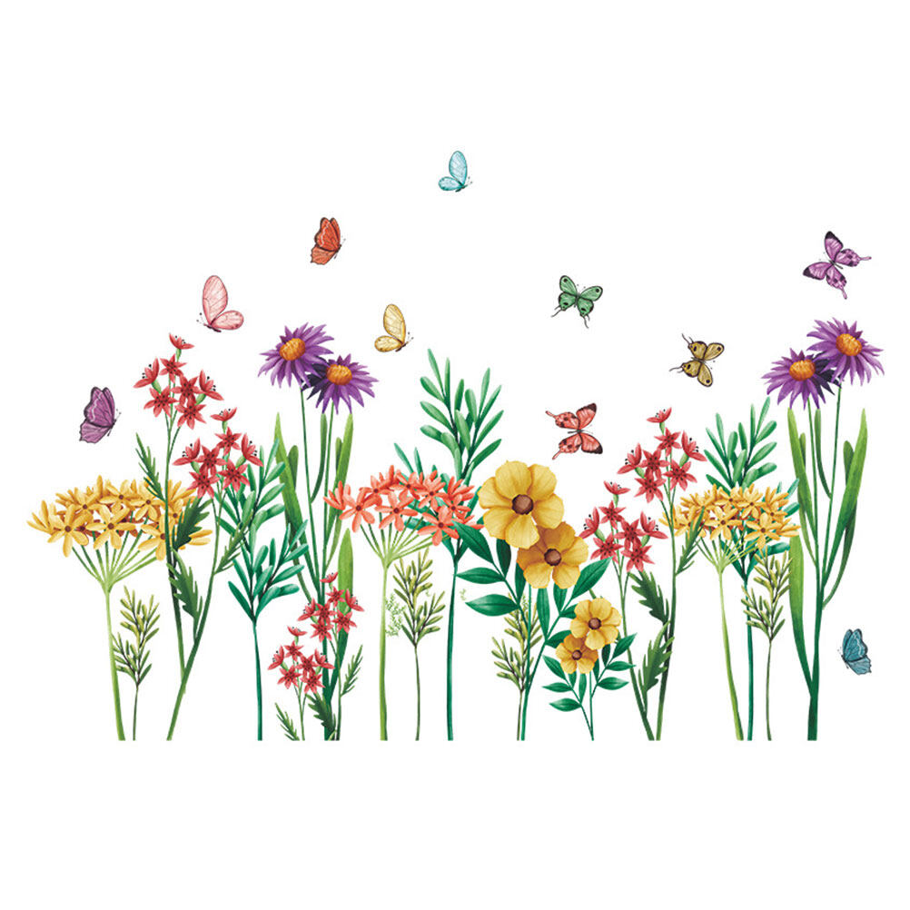 2 PCS Removable Stickers for Kids Green Plants and Flowers Wall