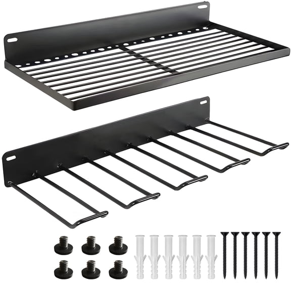 2 Pack Wall Mounted Tool Rack Basket with Bolts- Heavy-Duty Resin Storage Shelves, Easy Installation Universal Shelf Compatible with Suncast Sheds & Garage Organizer Systems