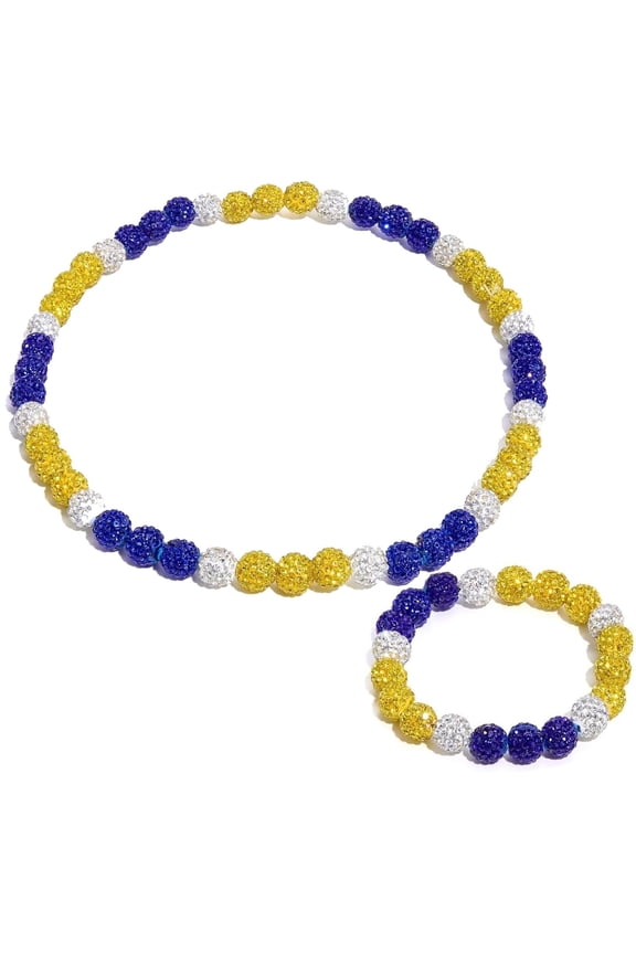 2 PCS Rhinestone Baseball Beaded Chain Necklace Bracelet Set Inspired Baseball Necklace Bling Ice Collection Baseball for Men Women Baseball Team Lovers