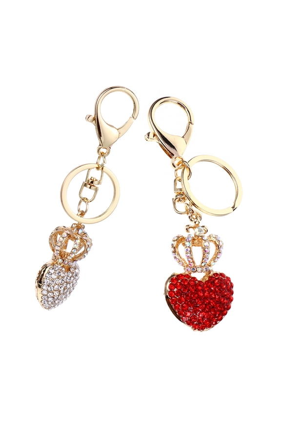 GOOHOCHY Durable Cute Keychains for Women with Elegant Crown Heart Design Perfect for Decoration Assorted Color 2PCS