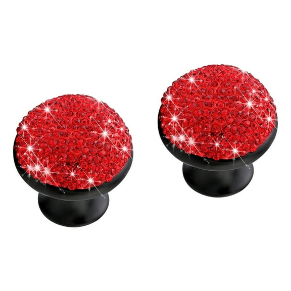 2 PCS Rhinestone Mushroom Pull Handle Cabinet Knob Kitchen Knobs Drawer Handles Red